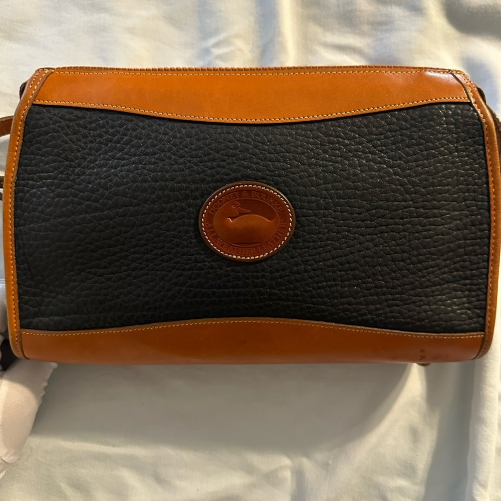 Vintage Black and Brown Dooney & Bourke all weather leather handbag